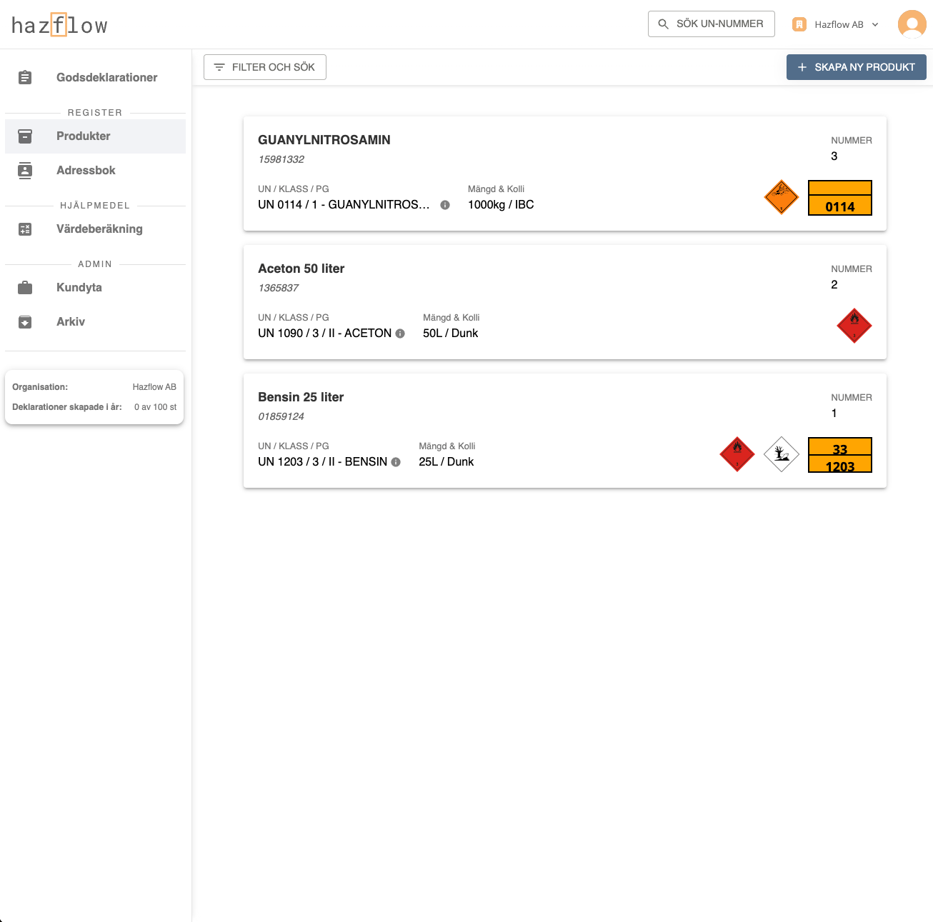 Product List Screenshot