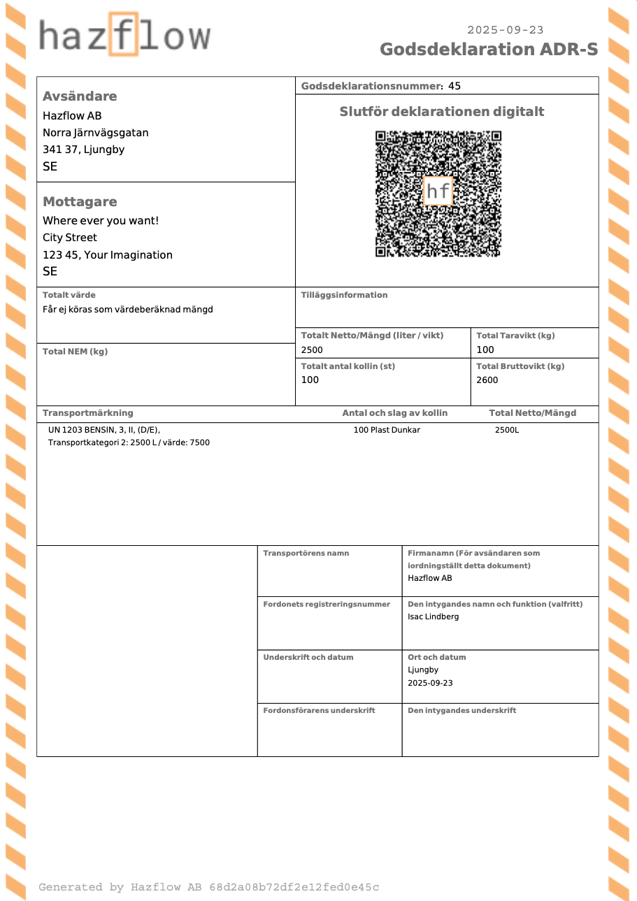 Generated PDF with QR Code